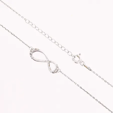 Collier, diamanter 13 x ca 0,005ct, 41,5-44,5cm, bredd 0,5-7mm, Glamira, 925/1000 silver Vikt: 1,7 g