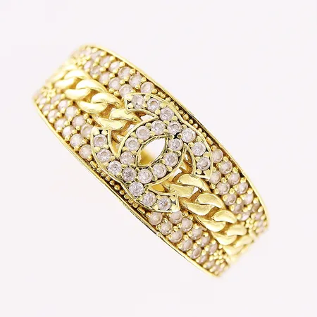 Ring, vita stenar, stl 18, bredd 2,5-8,5mm, OBS! ej märkesdesign, 18K Vikt: 4 g