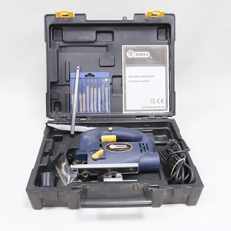 Sticksåg, ETC Tools Lasermate No. 89-710, med olika tillbehör i väska, bruksslitage. Skickas med postpaket.