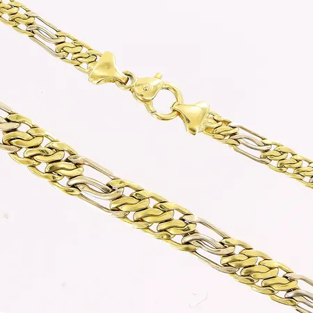Doserat collier, 4,5cm, bredd 5-8mm, bucklor, vitguld/gulguld, 18K. Vikt: 13,3 g