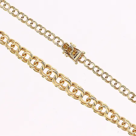Collier doserat Bismarck, 43,7mm, bredd 4-6,4mm, Clareus Guldsmeds Ab, 18K. Vikt: 14,7 g