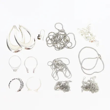 Diverse silversmycken, allt defekt, 830, 925/1000. Vikt: 64,1 g