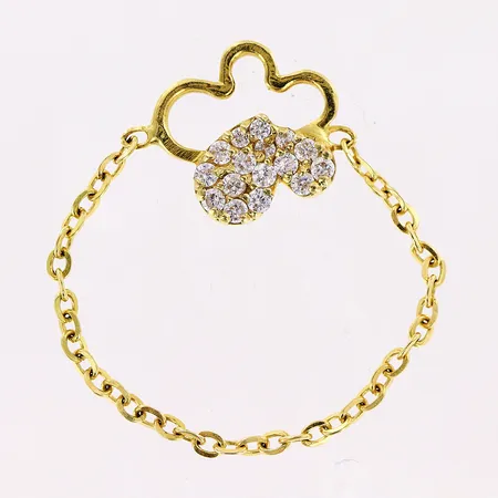 Ring, kedjemodell, vita stenar, blomma, stl 17¾, bredd 0,5-9,5mm, 18K Vikt: 0,9 g