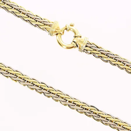 Kedja, 49cm, bredd 9,5mm, vit/gulguld, 18K Vikt: 56,6 g
