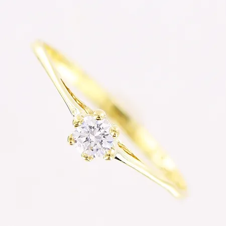 Ring, vit sten, stl 16¾, skev skena, 14K Vikt: 0,8 g
