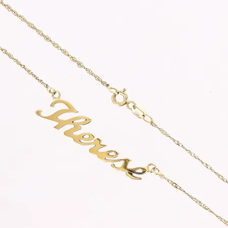 Namncollier, Therese, 51cm, Singaporelänk, bredd 1mm, 18K Vikt: 4,8 g