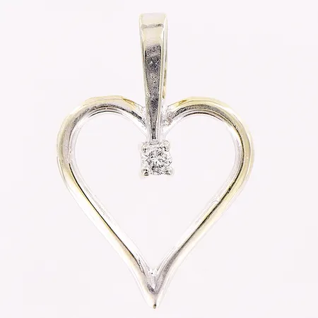 Hänge, hjärta, briljantslipad diamant 0,03ct, inneslutningar, vitguld, 18K Vikt: 1,2 g