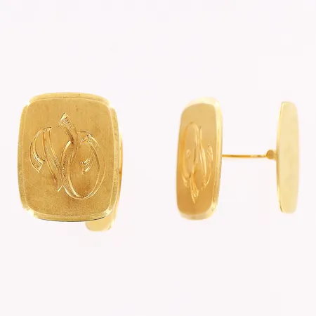 Ett par manchettknappar, monogramgravyr, 16x20mm, skevheter, 18K Vikt: 10,8 g