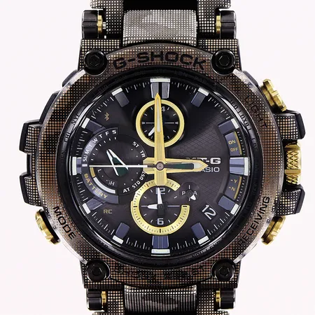 Herrur Casio G-shock MT-G, Multiband 6, stål, quartz/solladdningsbar, Ø50mm, svart urtavla, nr 5544 / MTG-B1000 / 191296A0063, original camouflagefärgat stålarmband ca19cm, inga tillbehör.