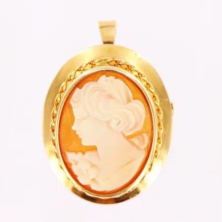 Hänge/brosch, camé, 21x33mm, 18K Vikt: 3,8 g