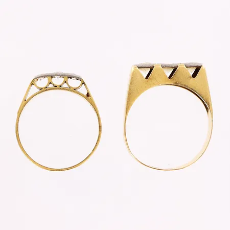 2 ringar, stenar, defekter, 18K Vikt: 4,6 g