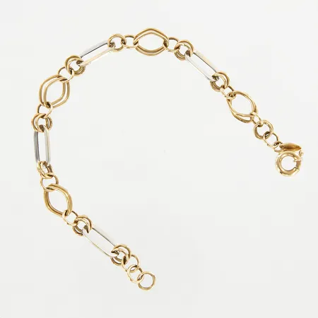 Armband, 19cm, bredd 9mm, gul/vitguld, 14K Vikt: 4 g