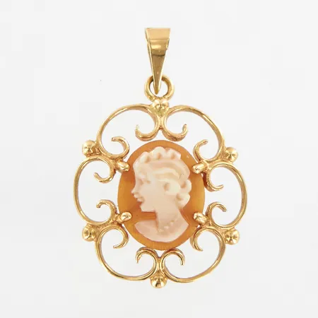 Hänge med camé, ca 27mm, 18K Vikt: 1,3 g