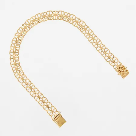 Armband X-länk med stav, 21cm, bredd 8mm, defekt, en låsåtta saknas, 18K Vikt: 16,3 g