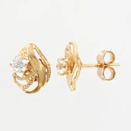 Ett par örhängen med vita stenar, 9x7mm, 18K Vikt: 0,9 g