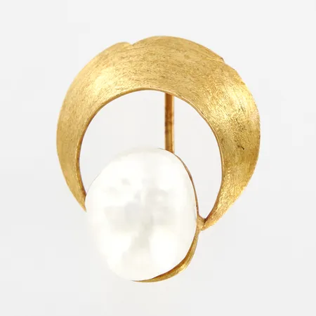 Nål/brosch med odlad sötvattenspärla, Elon Arenhill, ca 25mm, 18K Vikt: 5,3 g