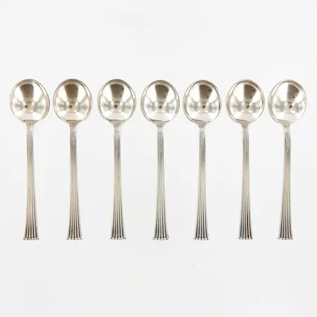 Sju mockaskedar, Hallbergs Guldsmeds Ab, Stockholm 1947, silver Vikt: 64,3 g