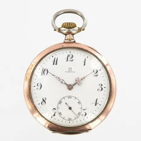 Fickur Omega, manuell, Ø51mm, boett-nr: 6167677, innerboett i silver, verknr: 5345199, liten sekundvisare, sliten förgyllning, 800/1000 Silver, bruttovikt: 92,3 gram  Vikt: 92,3 g