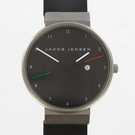 Herrur Jacob Jensen, quartz, titan, datum, Ø35mm, gummilänk, nr: 602713