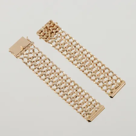 Klockarmband , längd ca 16,5cm, bredd ca 17,7mm, Styletta Guldvaruaktiebolaget Stockholm 1967, 18k Vikt: 32 g