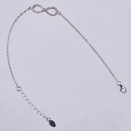 Armband med vita stenar, längd: 20cm, justerbart, bredd: ca 1-7mm, 925/1000, silver Vikt: 2 g