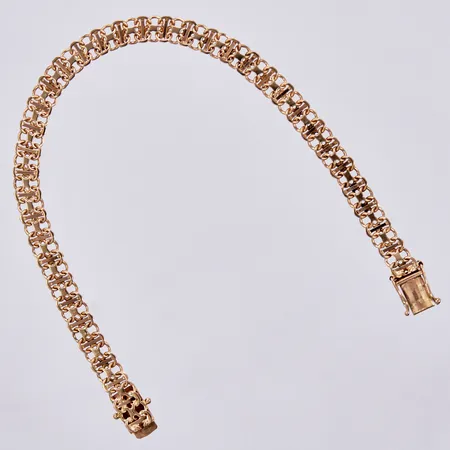 Armband x-länk, längd: ca 19,5cm, bredd: ca 6mm, Hallberg Guldvarufabrik Aktiebolag, år 1962, 18K Vikt: 10,2 g