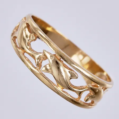 Ring delfiner, stl: 17½, bredd: ca 3-6mm, 18K Vikt: 2,3 g