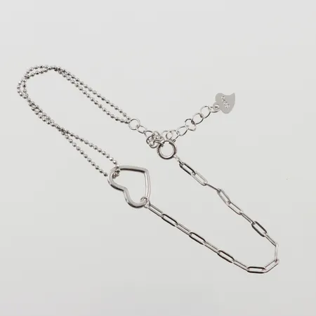 Armband med hjärta, längd 15,5+3,5cm, silver Vikt: 1,5 g