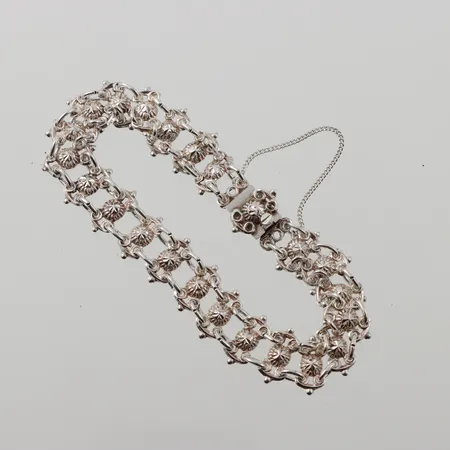 Armband, längd 17cm, bredd 11mm, säkerhetskedja,  silver 835/1000 Vikt: 6,7 g