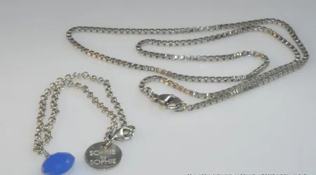 Halskedja Venezia o 1 armb m blå , längd 44,5 / 19 cm , längd 19 cm , silver /1000 Vikt: 12,1 g