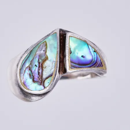 Ring med pärlemor, stl: 16¾, bredd: ca 3-14mm, 925/1000, silver Vikt: 3,3 g