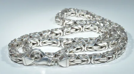 Halskedja , längd  55 cm , breed 6 mm, silver 925/1000 Vikt: 105 g