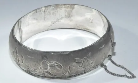 Armring öppnbar + 1 par örh Mexico , omkr 17,5 cm Ø 3,3 cm ,SILVER 925/1000 Vikt: 38,6 g