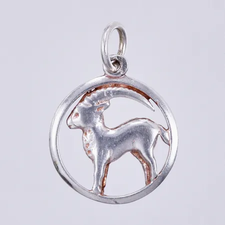 Hänge, stjärntecknet stenbocken, längd: ca 2cm, Ø ca 15mm, 830/1000 silver  Vikt: 1 g