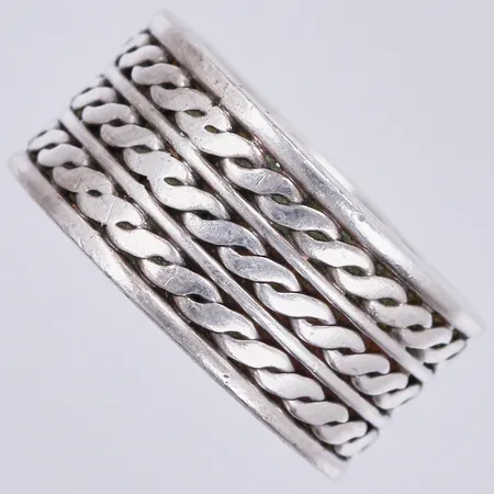 Ring, stl: ca 17, bredd: ca 10mm, 925/1000 silver  Vikt: 8 g