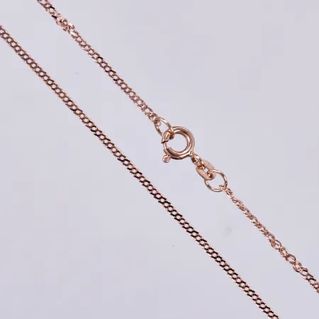 Kedja, dubbelpansar, längd: ca 61cm, bredd: ca 1,5mm, rödguld, 14K  Vikt: 2,8 g