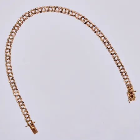 Armband Bismarck, längd: ca 19cm, bredd: ca 4mm, säkerhetskedja saknas, 18K  Vikt: 6,6 g