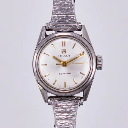 Damur Tissot Seastar, manuell, Ø ca 21mm, repigt/sprickor/flisa bort i glas,stål med  flexiband, stål