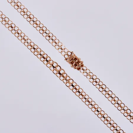 Collier, doserad X-länk, längd: ca 46cm, bredd: ca 5-6mm, J&A, Jo-Ans Guld AB, Valskog, år 1980, 18K  Vikt: 10,1 g