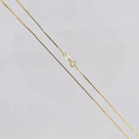 Kedja Venezia, 60cm, bredd ca 1mm, klämskada, synlig lödning, 18K Vikt: 6,5 g