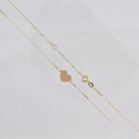 Collier Venezia med hjärta, längd 42-45cm, bredd ca0,7mm, hjärta ca 9x12mm, 9K Vikt: 1,2 g