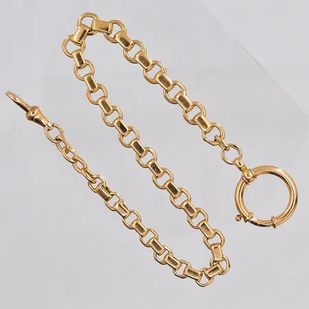 Klockkedja, längd 29cm, bredd ca 7mm, 18K Vikt: 33 g