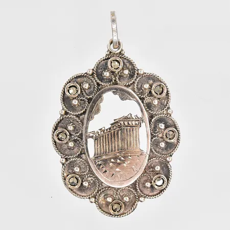 Hänge, markasiter, stl 47x30mm, silver Vikt: 3,8 g