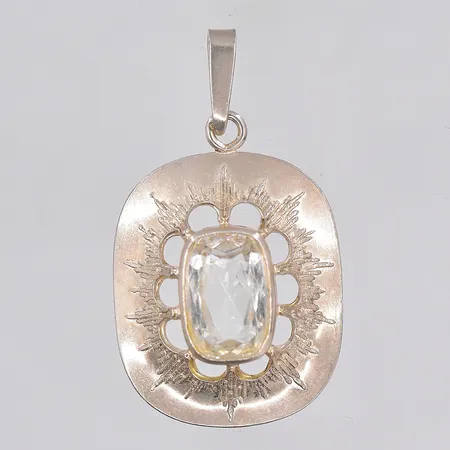 Hänge med vit sten, 41x23mm, silver Vikt: 5,2 g