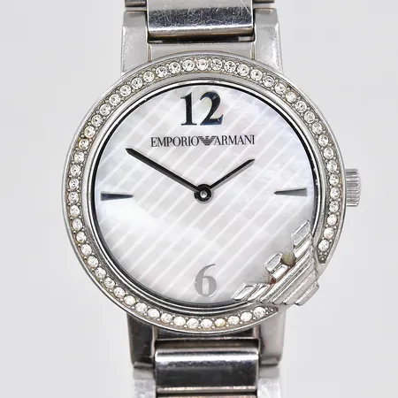 Damur Emporio Armani, Ø 30mm, quartz, stål, refnr: AR-0746, pärlemorurtavla, stållänk ca 16,5cm, inga tillbehör