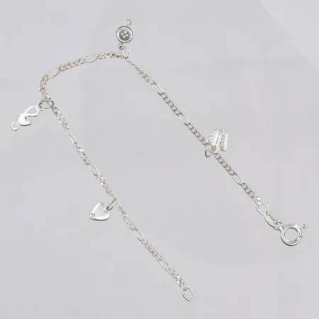 Armband Figaro med 4 berlocker, längd 16,5cm, silver Vikt: 2,2 g