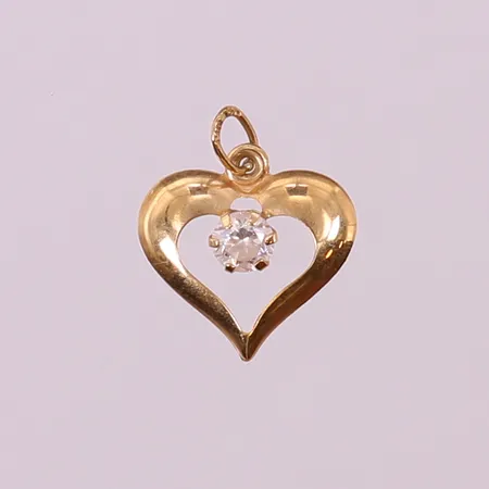Hänge hjärta med vit sten, ca 17,5x14mm. 18K Vikt: 0,5 g