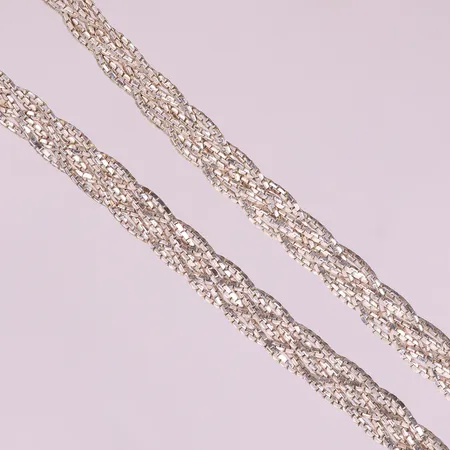 Collier flätad, ca 46cm, bredd 7,5mm, GHA. 925/1000 silver  Vikt: 17,7 g