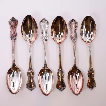 6 Bordsskedar, modell Olga, längd 18cm, GAB. 830/1000 silver Vikt: 283,7 g