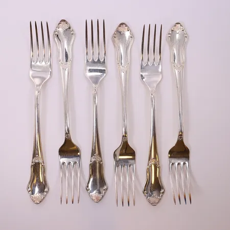 6 Gafflar, längd 20cm. 830/1000 silver Vikt: 296,6 g
